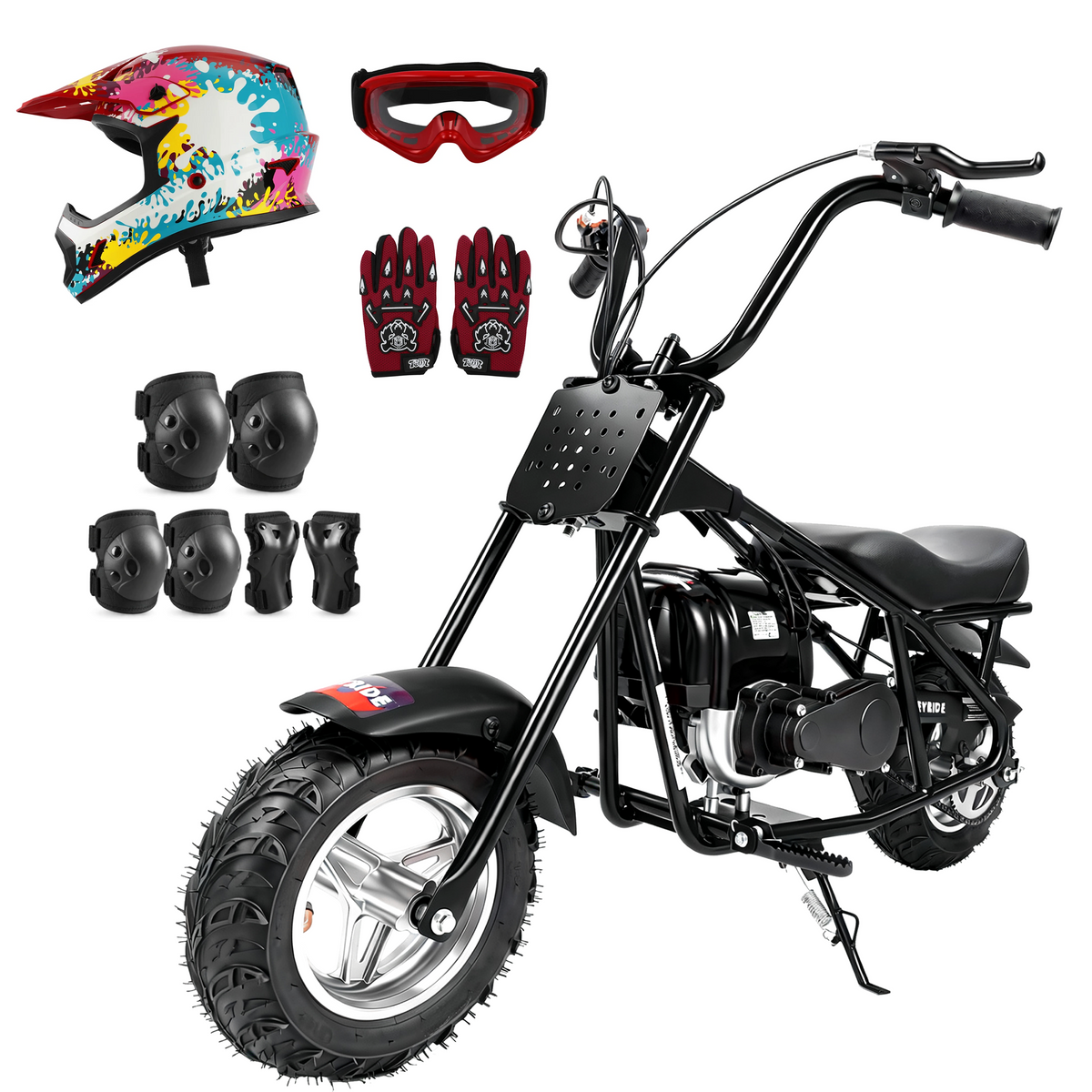 Kids & Teens Gas Mini Bike (40cc & 98cc, 4-Stroke) Black & Red