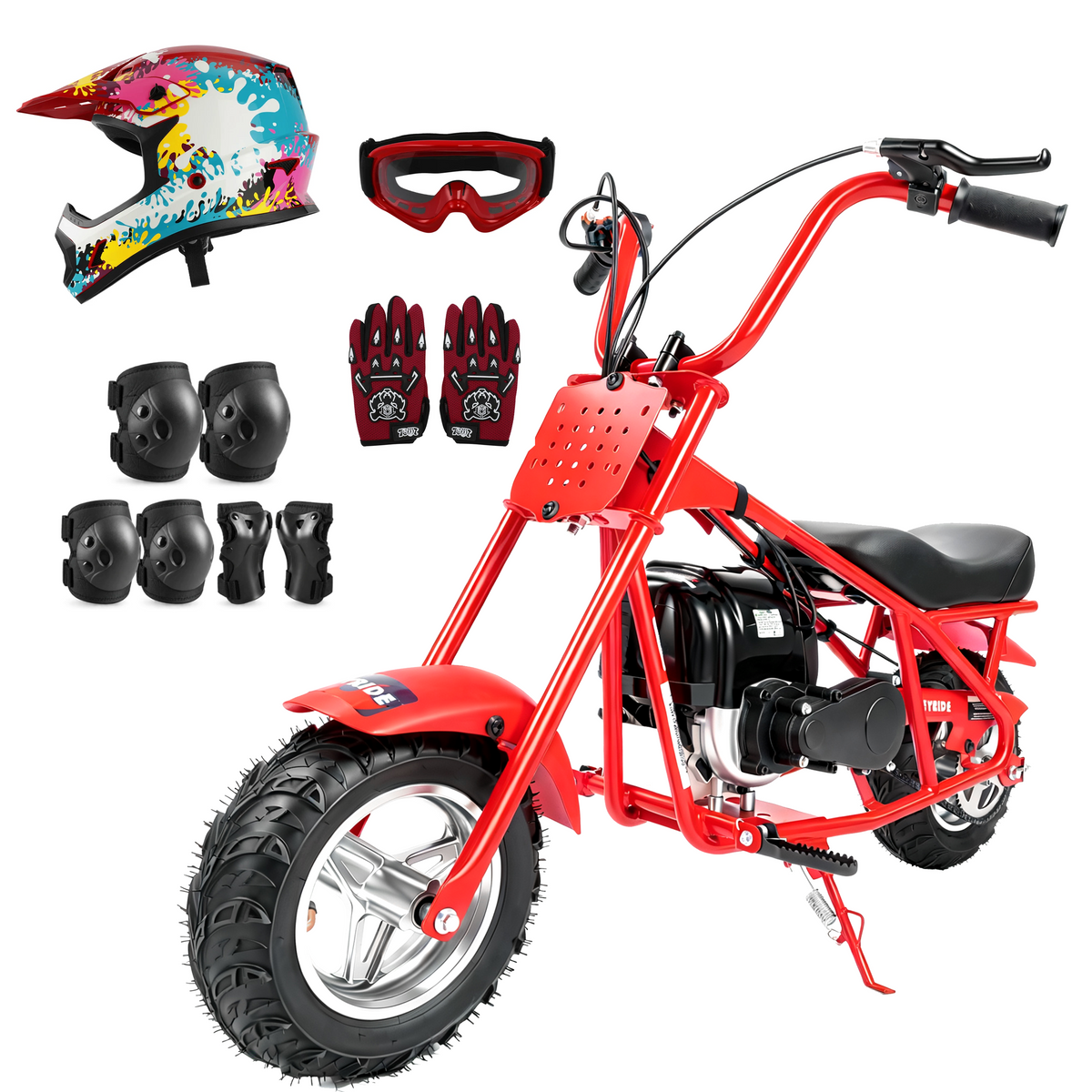 Kids & Teens Gas Mini Bike (40cc & 98cc, 4-Stroke) Black & Red