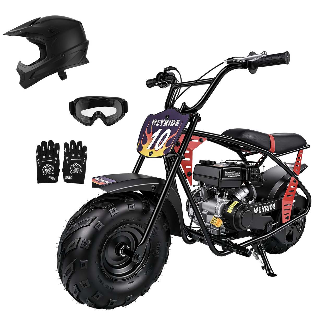 Kids & Teens Gas Mini Bike (40cc & 98cc, 4-Stroke) Black & Red