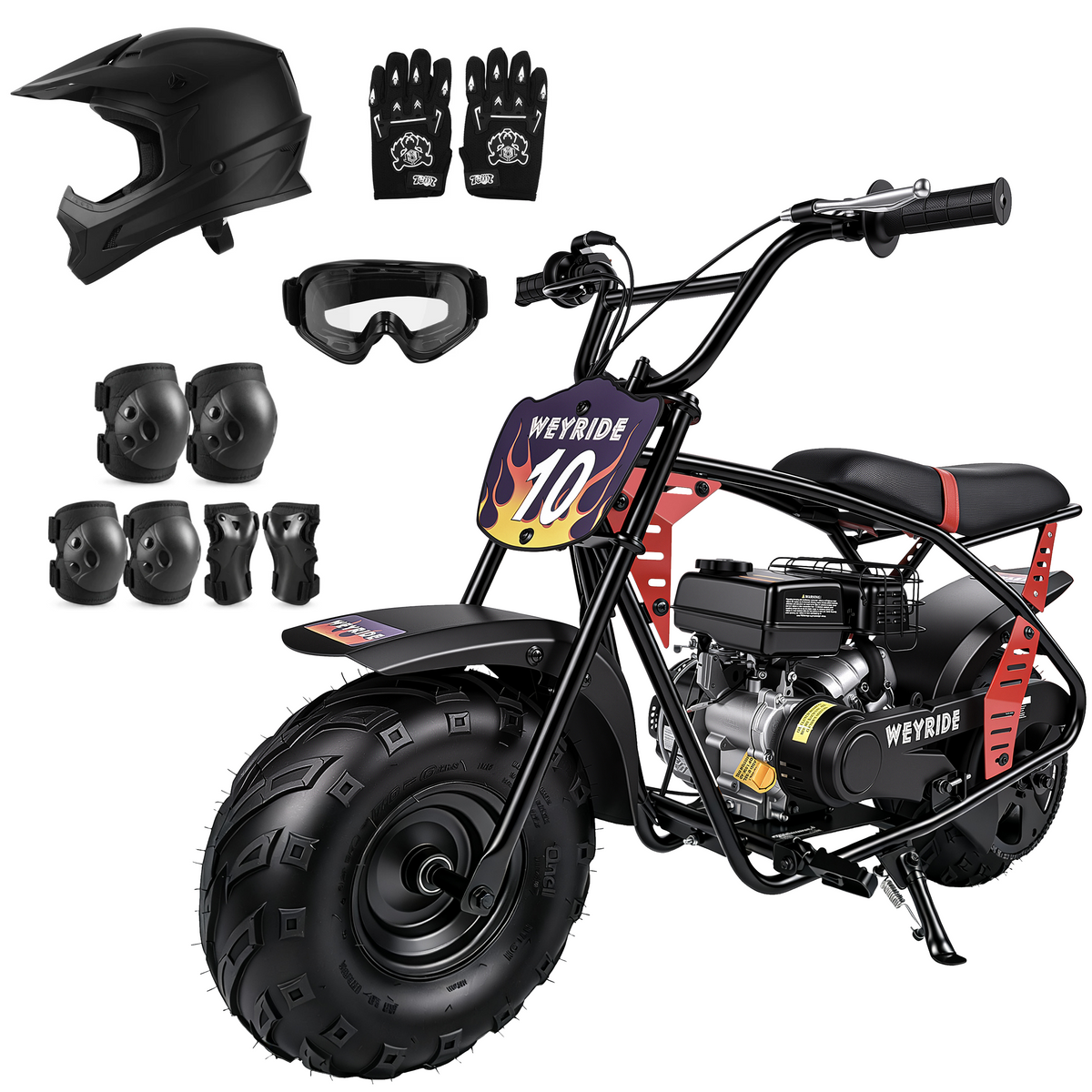 Kids & Teens Gas Mini Bike (40cc & 98cc, 4-Stroke) Black & Red
