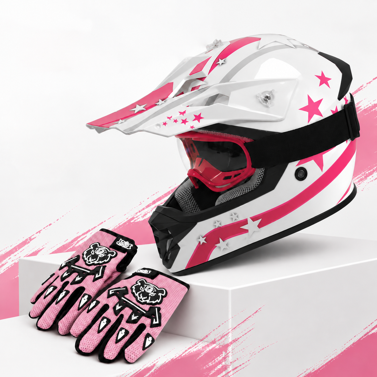 Youth Full-Face Off-Road Helmet Kit - DOT Approved Motocross, Dirt Bike & ATV Helmet with Goggles & Gloves