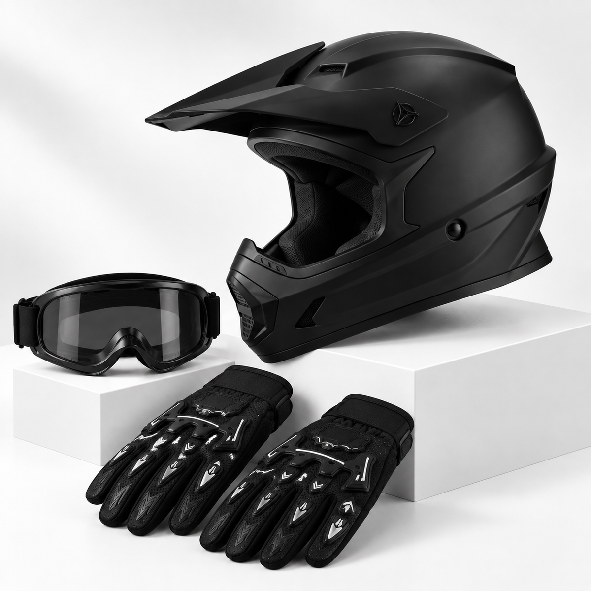 Youth Full-Face Off-Road Helmet Kit - DOT Approved Motocross, Dirt Bike & ATV Helmet with Goggles & Gloves