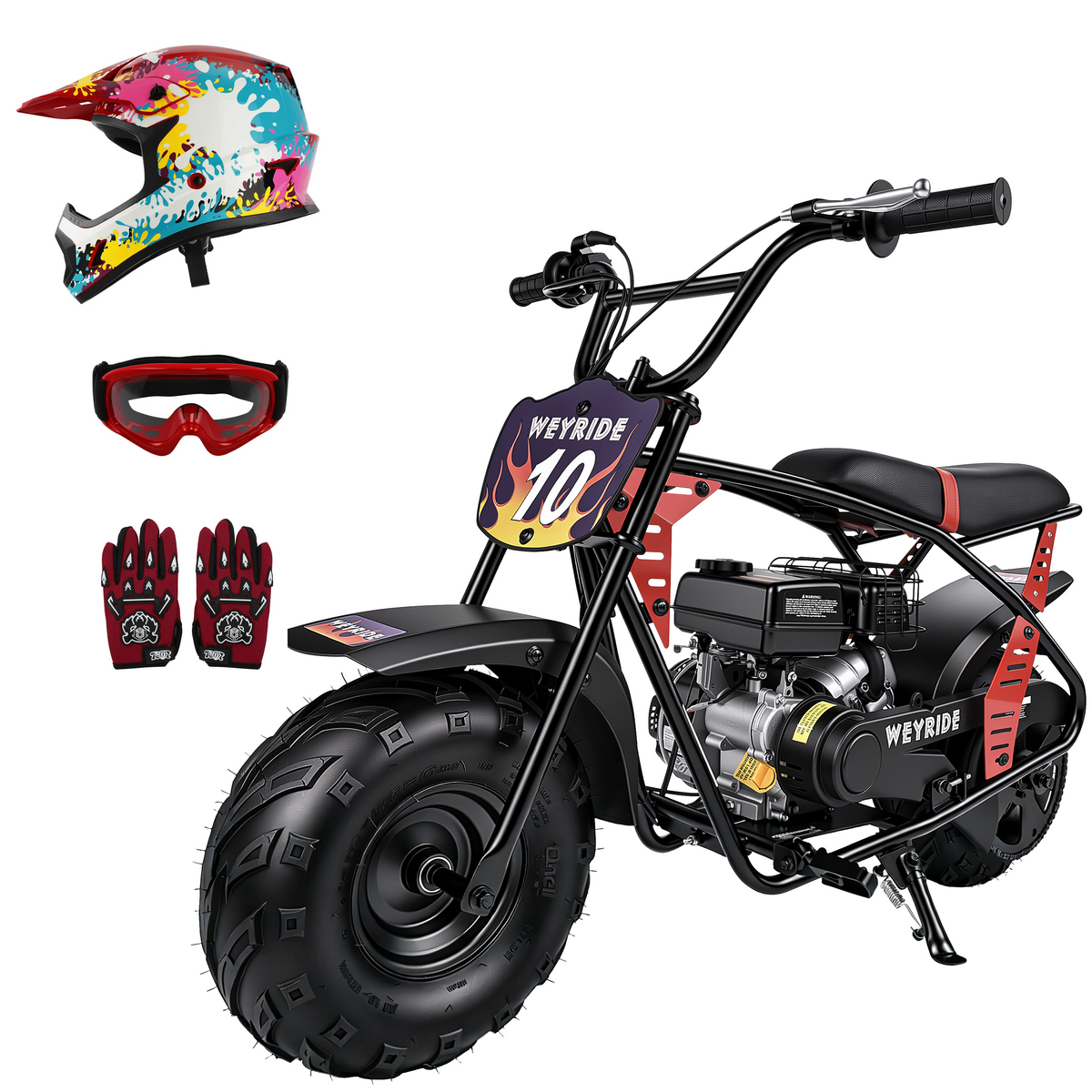 Kids & Teens Gas Mini Bike (40cc & 98cc, 4-Stroke) Black & Red