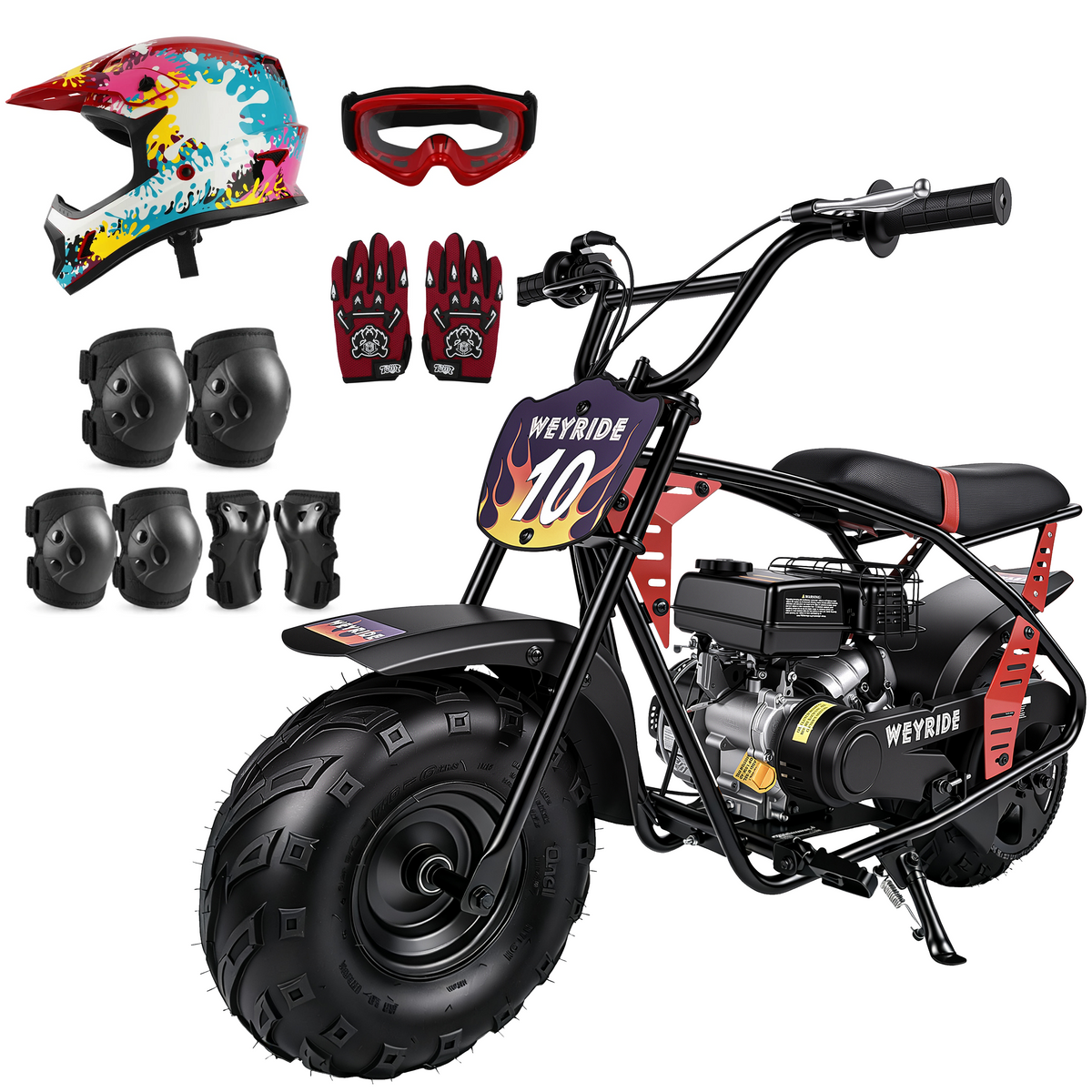 Kids & Teens Gas Mini Bike (40cc & 98cc, 4-Stroke) Black & Red
