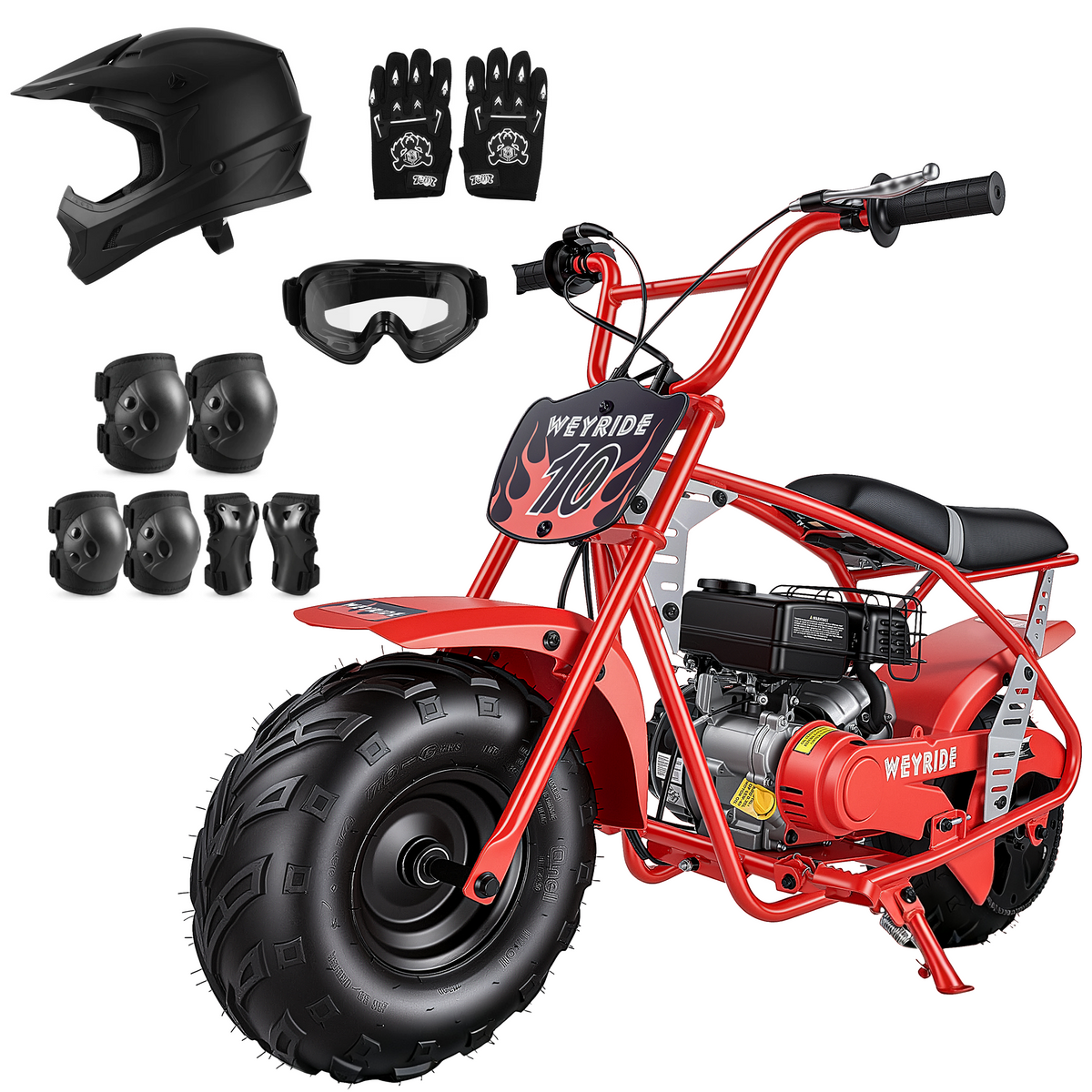 Kids & Teens Gas Mini Bike (40cc & 98cc, 4-Stroke) Black & Red