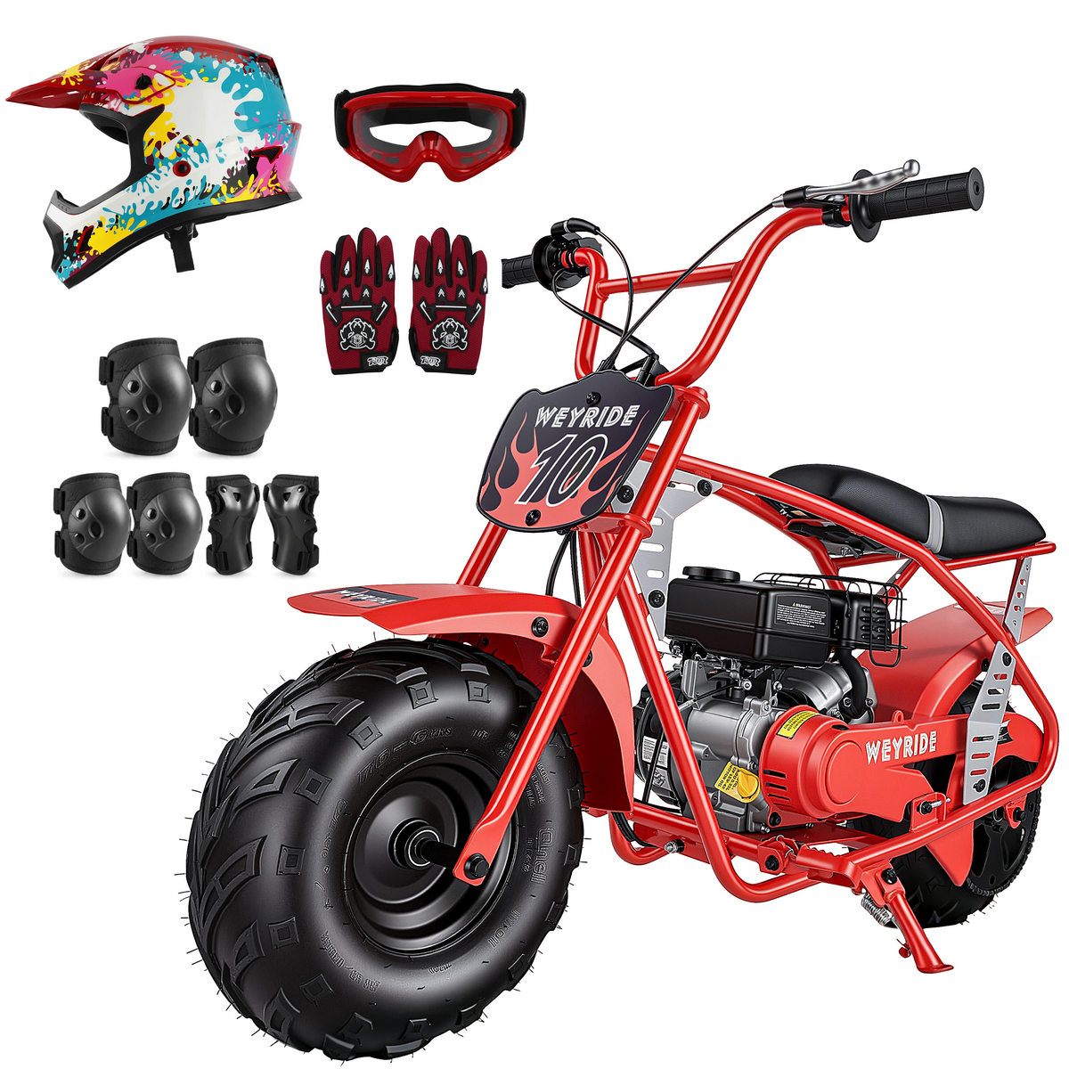 Kids & Teens Gas Mini Bike (40cc & 98cc, 4-Stroke) Black & Red