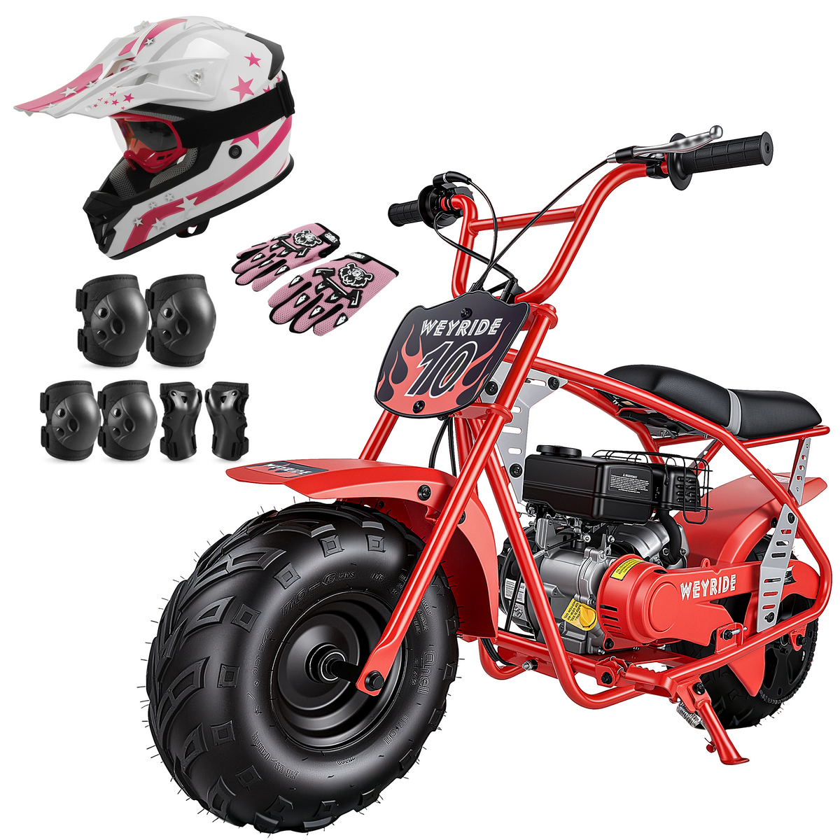 Kids & Teens Gas Mini Bike (40cc & 98cc, 4-Stroke) Black & Red